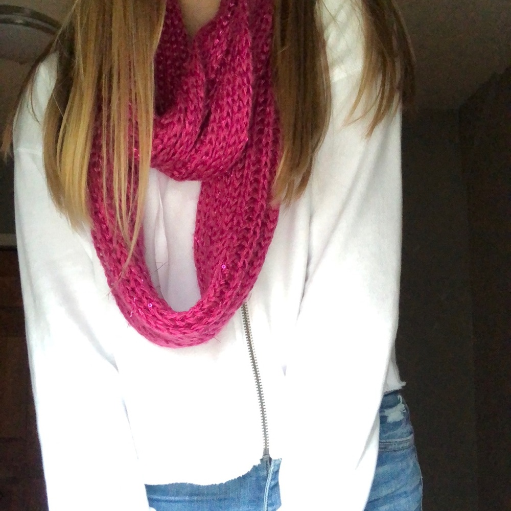 Hot pink sparkle infinity scarf